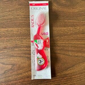 Radius Original Toothbrush Soft Bristles Right Hand Red Made in USA sealed new
